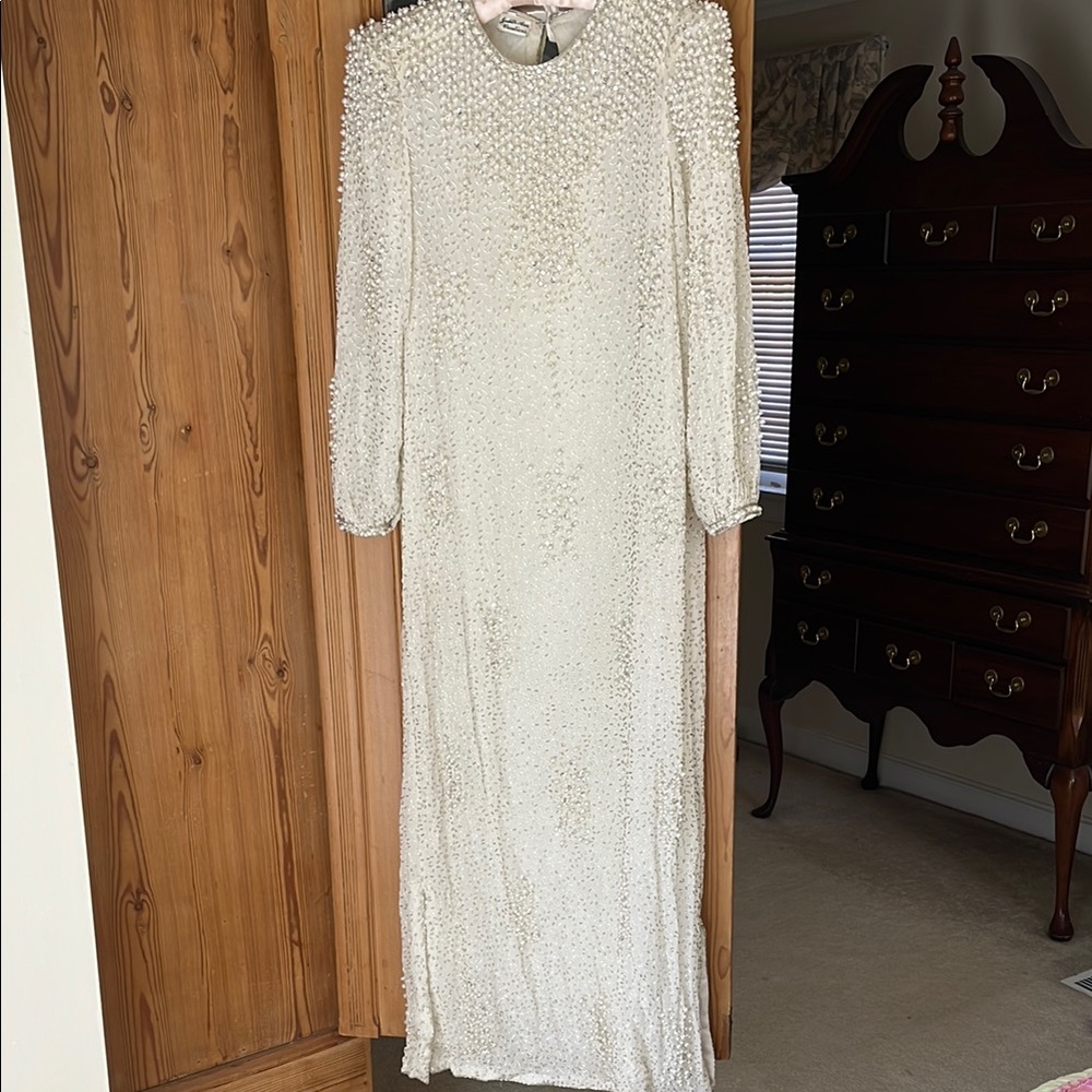 Elegant White Beaded Dress